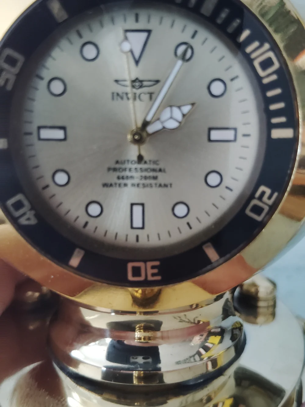 Invicta Gold Decorative Diver Helmet Desk Clock - Gold